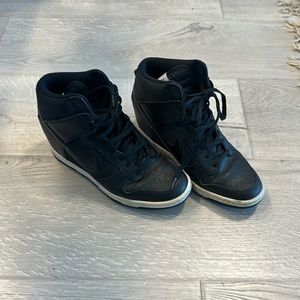 Nike black heeled high tops